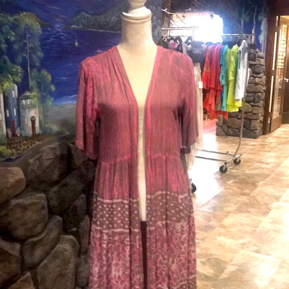 NWT Sacred Threads Pink Open Drape Cardigan OS - Picture 2 of 4